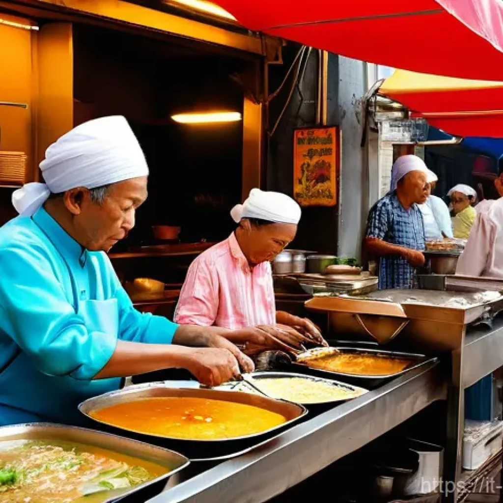 말레이시아 정치 시스템 이해 - **Prompt 1: Vibrant Malaysian Street Food Festival.**
Generate an image depicting a bustling out...