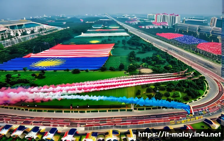 말레이시아의 독립기념일 이벤트 - **Vibrant Hari Merdeka Parade in Putrajaya:** A wide-angle shot capturing the grandeur of the Hari M...